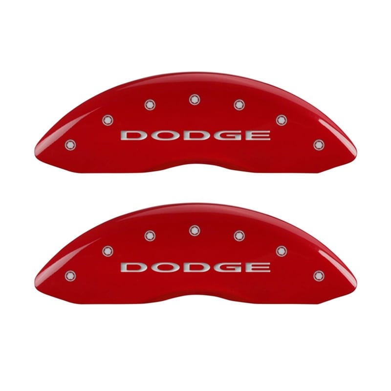 MGP — Set Of 2 Caliper Covers, Engraved Front: Dodge (No Stripes) Red Powder Coat Fini