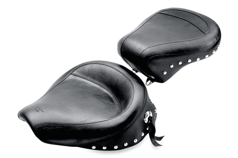 Mustang Motorcycle — Mustang 91-05 Harley Dyna Wide Touring Passenger Seat w/Studs - Black