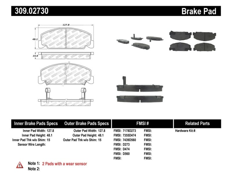 Stoptech — StopTech Sport Brake Pads with Shims and Hardware