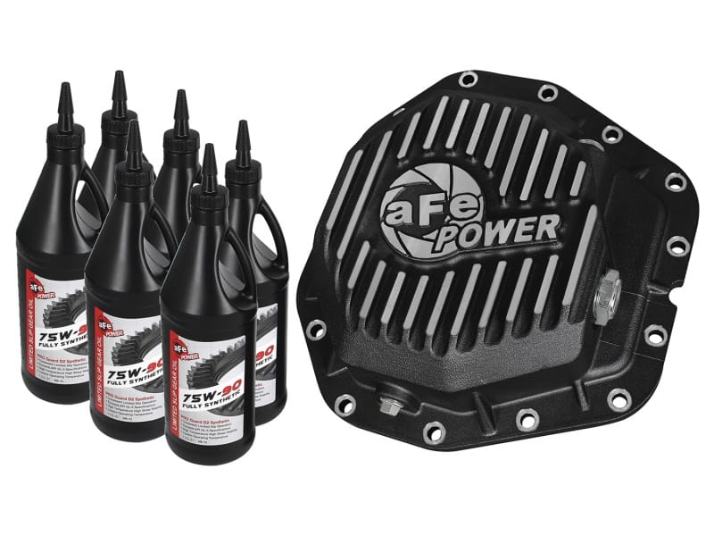aFe — Pro Series Rear Differential Cover Black w/ Machined Fins & Gear Oil