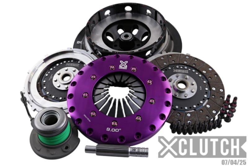 XCLUTCH — Clutch Kit Inc Chromoly Flywheel + HRB; 9" Twin Solid Organic Clutch Discs