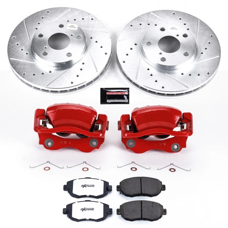 PowerStop — Z26 Street Performance Ceramic Brake Pad, Drilled Slotted Rotor, and Caliper Kit