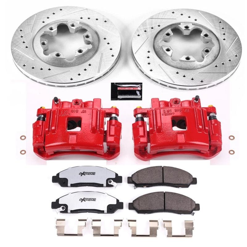 PowerStop — Z36 Truck and SUV Ceramic Brake Pad, Drilled & Slotted Rotor, and Caliper Kit