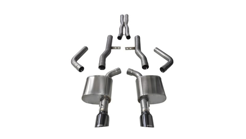CORSA Performance — 2.75in. Cat-Back Dual Rear Exit with Single 4.5in. Black PVD Pro-Series Tips