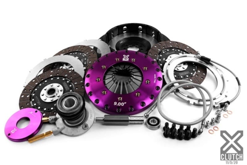 XCLUTCH — Clutch Kit Inc Chromoly Flywheel + HRB; 9" Triple Solid Organic Clutch Discs