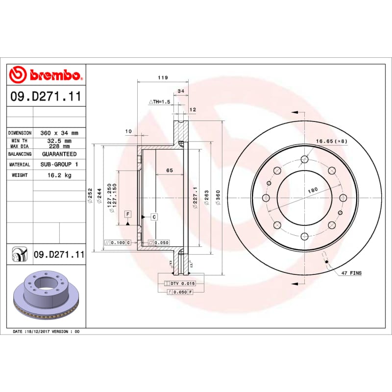 Brembo OE — Premium UV Coated Rear Brake Rotor
