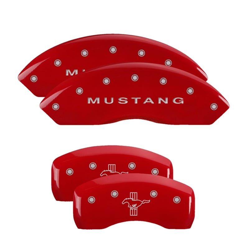 MGP — Set of 4 caliper covers, Engraved Front: Mustang - Engraved Rear: Bar & Pony, Re