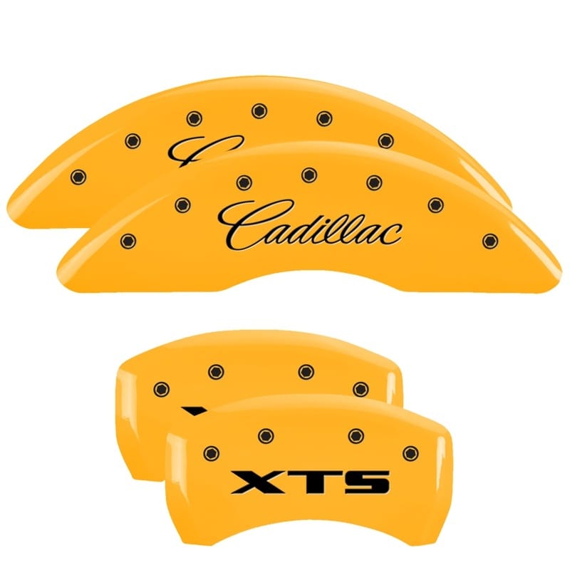 MGP — Set of 4 caliper covers, Engraved Front: Cadillac - Engraved Rear: XTS, Yellow p