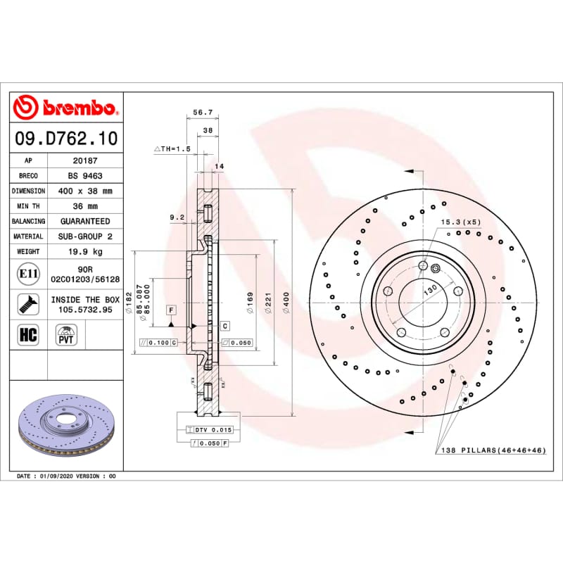 Brembo OE — Brembo OE 19-22 Mercedes-Benz G63 AMG Friction Brake Disc
