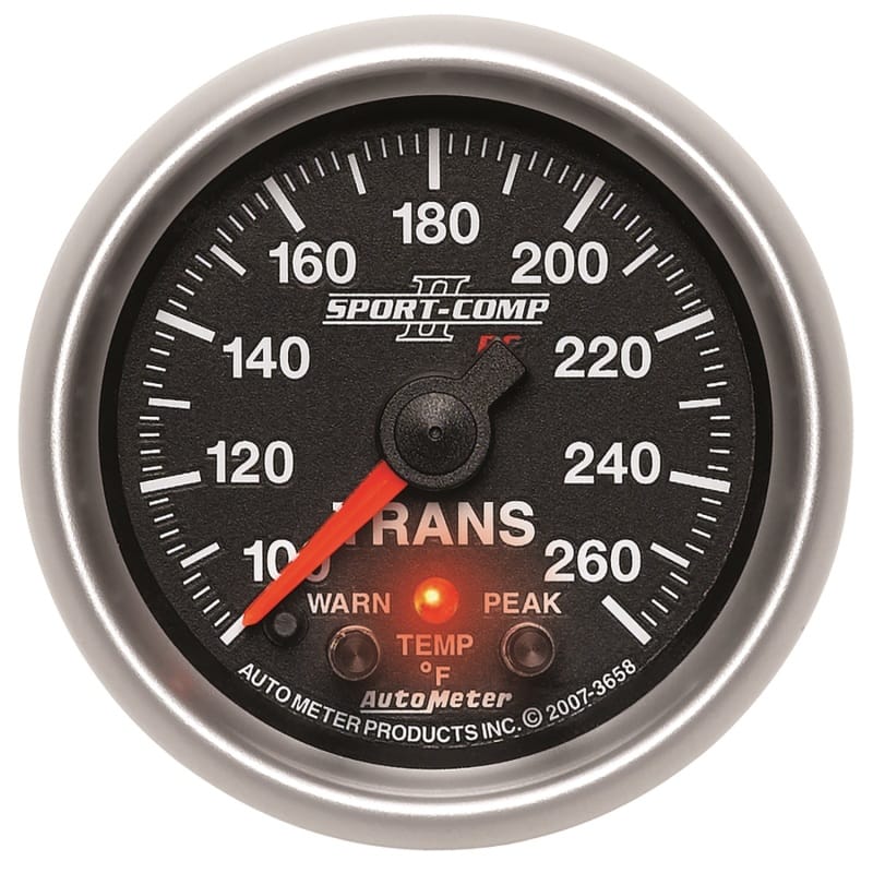 AutoMeter — GAUGE, TRANS TEMP, 2 1/16", 100-260?F, STEPPER MOTOR W/PEAK & WRN, SPORT-COMP II