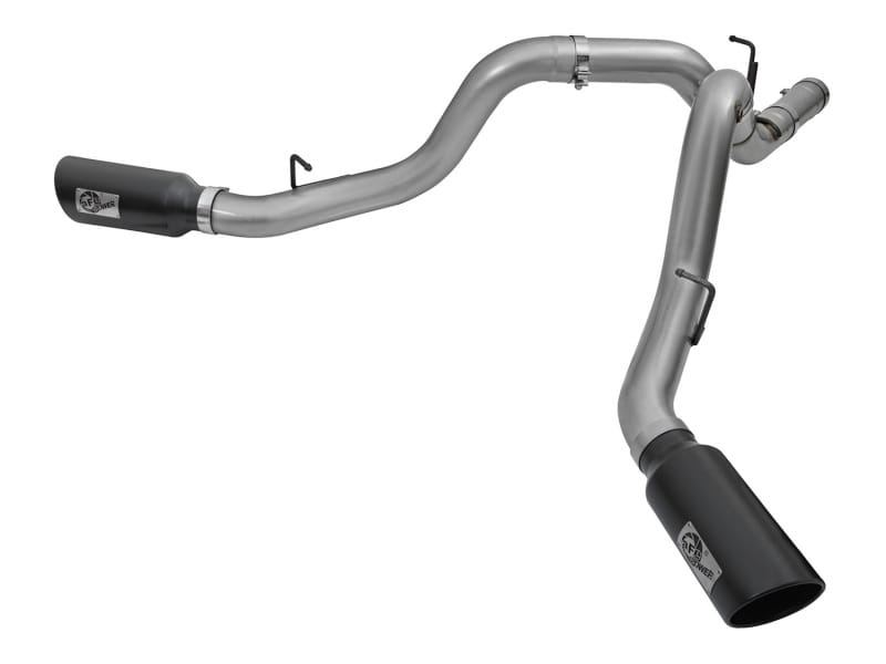 aFe — Large Bore-HD 4 IN 409 Stainless Steel DPF-Back Exhaust System w/Black Tip