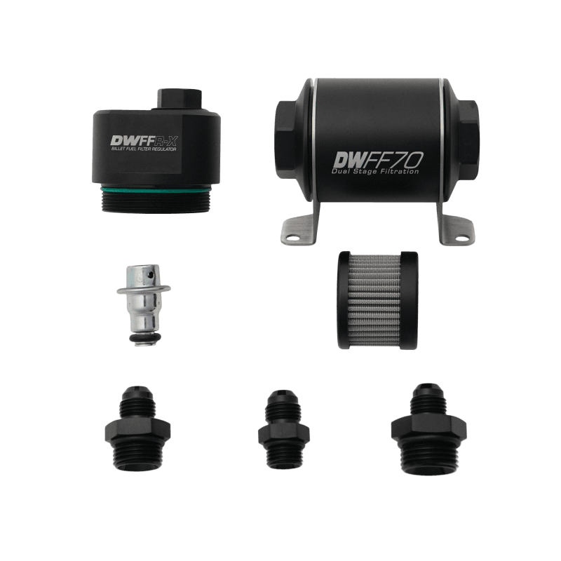 DeatschWerks — 70mm Billet Fuel Filter Regulator 10 Micron with 6AN Fittings