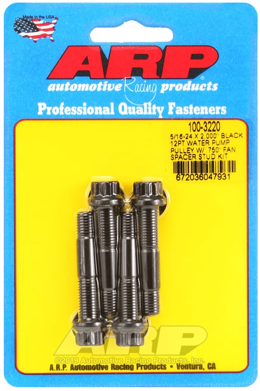 ARP — ARP 5/16-24 X 2.000 black 12pt water pump pulley w/ .750in fan spacer stud kit