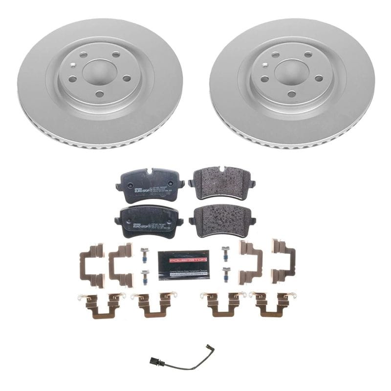 PowerStop — Genuine Geomet Coated Rotors, ECE-R90 Brake Pads + Hardware Kit