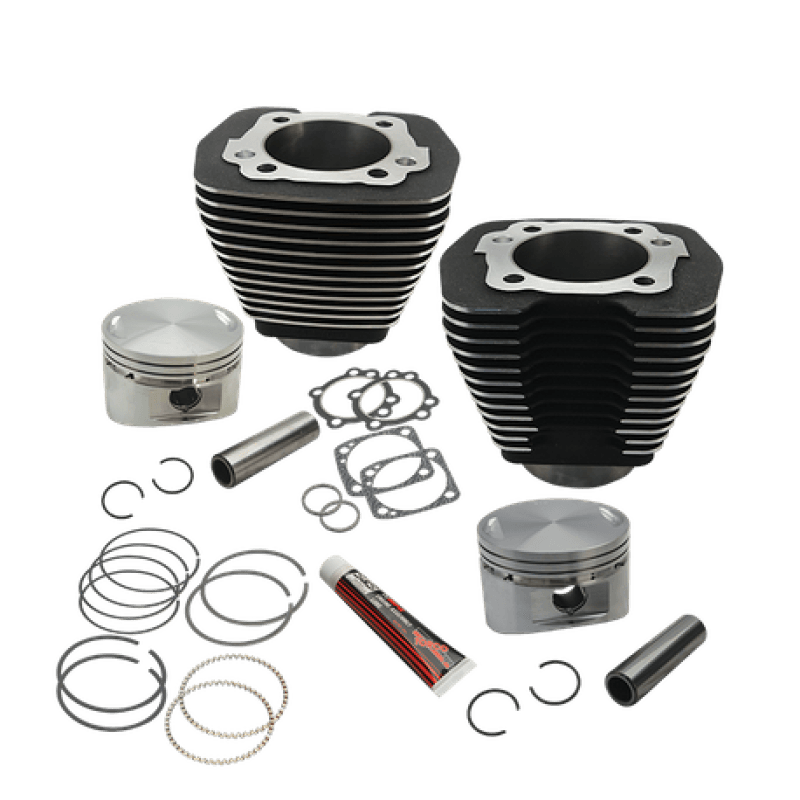 S&S Cycle — S&S Cycle 84-99 BT w/ Stock Heads 88in 3 5/8in Big Bore Cylinder & Piston Kit - Wrinkle Black