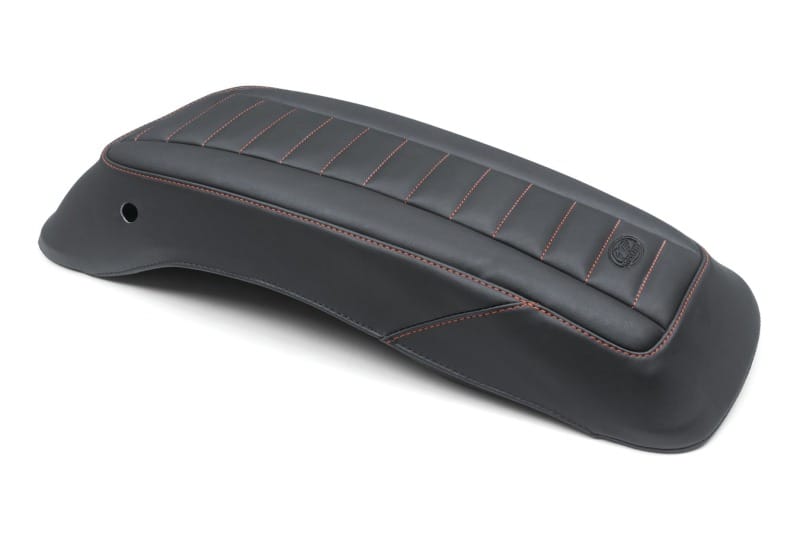 Mustang Motorcycle — Mustang 14-23 HD FL Touring Saddlebag Lid Covers (Pair) Deluxe - Black w/ Red Stitching