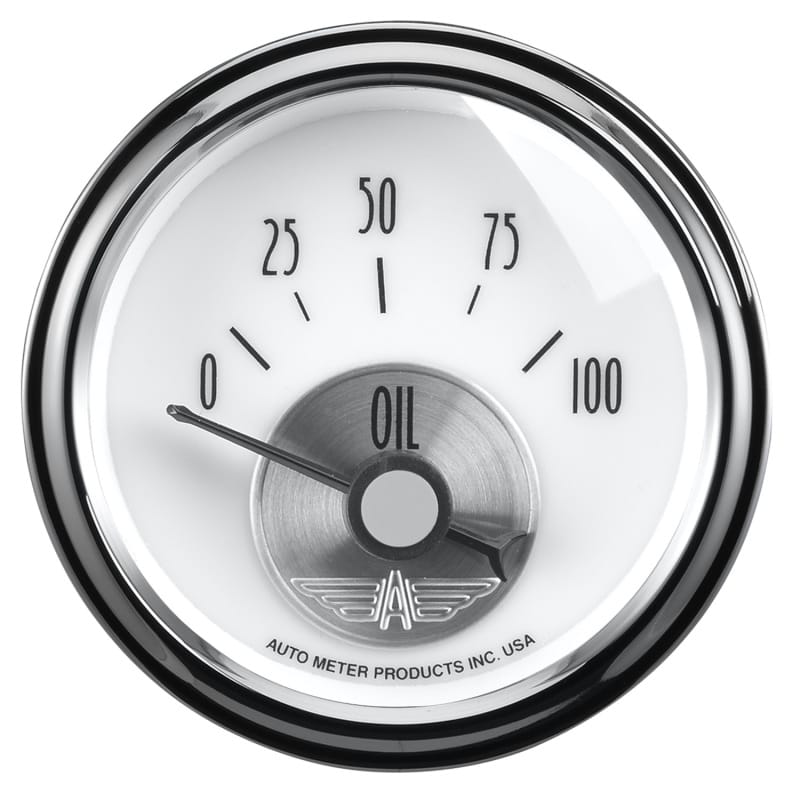 AutoMeter — GAUGE, OIL PRESS, 2 1/16" , 100PSI, ELEC, PRESTIGE PEARL