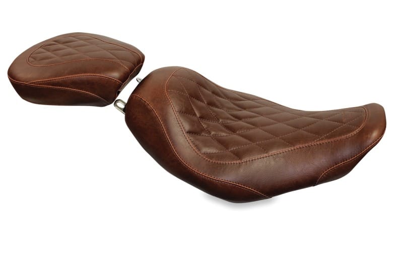 Mustang Motorcycle — Mustang 97-07 Harley Rd King,06-07 Str Glide,00-05 Eagle Tripper Solo Seat Diamond Stitch - Brown