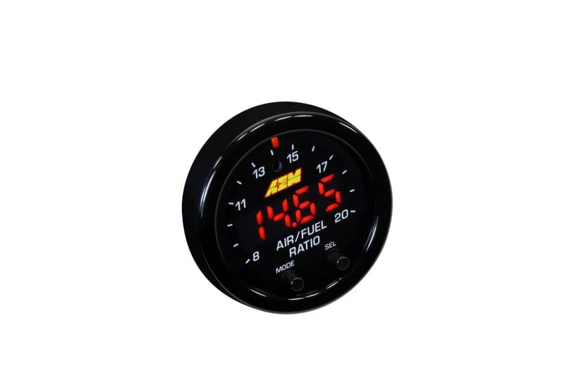 AEM — Accurate AFR data is critical when tuning an engine. Running rich (very low air/fuel ratio, excessive fuel) can cause a loss in power, while running too lean (very high air/fuel ratio, not enough fuel) may result in serious engine damage. Using a wideband air/fuel controller during the tuning process allows you to monitor AFR and adjust tuning parameters to optimize them for maximum power and efficiency. AEM has a comprehensive line of highly accurate, reliable wideband air/fuel controllers that
X-Series AFR Gauge. Validated to work w/ EFILive, HPTuners and DashDaq software
AEM X-Series OBDII Wideband AFR Gauge Kit