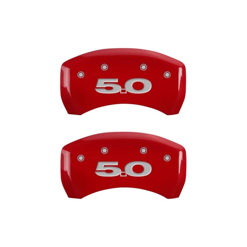 MGP — Set Of 2 Caliper Covers, Engraved Rear: 5.0 (2011) Red Powder Coat Finish, Silve