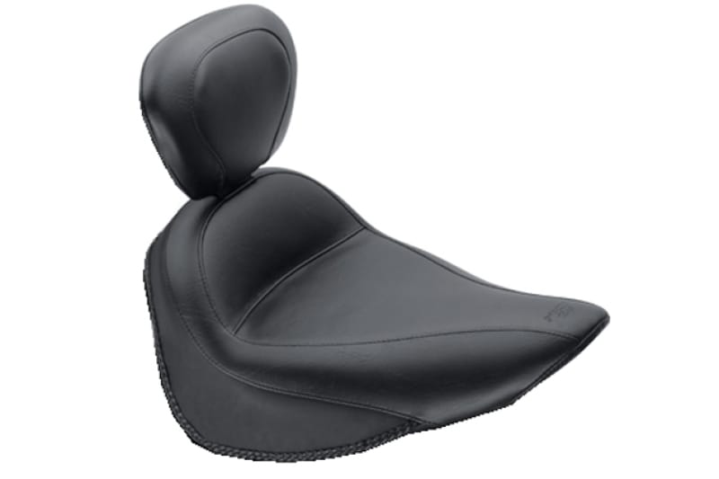 Mustang Motorcycle — Mustang 84-06 Harley Standard Rear Tire Standard Touring Solo Seat w/Driver Backrest - Black