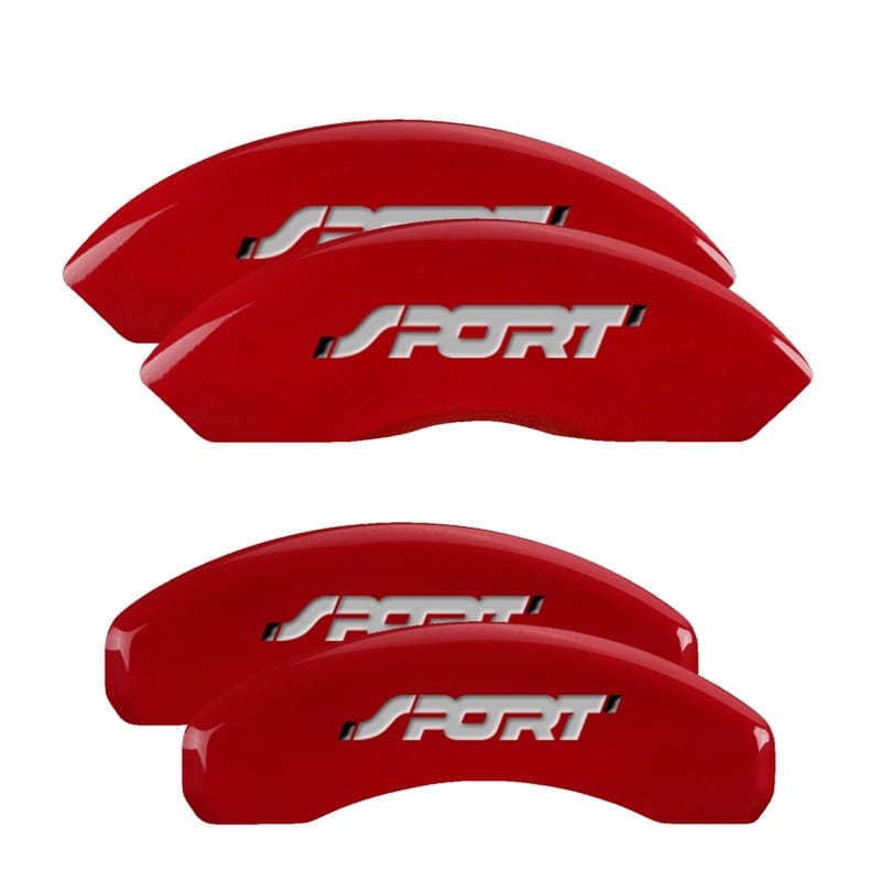 MGP — Set of 4 caliper covers, Engraved Front and Rear: No bolts/Sport, Red powder coa
