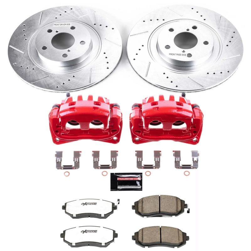 PowerStop — Z26 Street Performance Ceramic Brake Pad, Drilled Slotted Rotor, and Caliper Kit