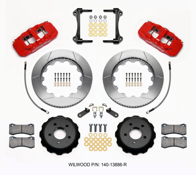 Wilwood — KIT,FRONT,MUSTANG,2015-UP,AERO6,14.00 ROTOR,RED,W/LINES