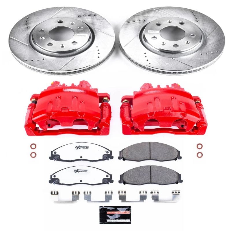 PowerStop — Z26 Street Performance Ceramic Brake Pad, Drilled Slotted Rotor, and Caliper Kit