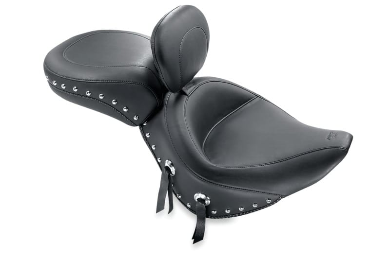 Mustang Motorcycle — Mustang 84-06 Harley Standard Rear Tire Wide Touring Recessed Passenger Seat w/Studs - Black