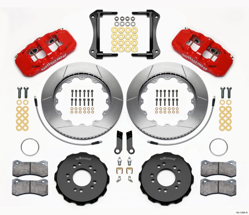 Wilwood — KIT,FRONT,MUSTANG,2005-14,W/BMR SUSPENSION,AERO6,14.00 ROTOR,RED,W/LINES