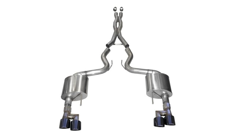 CORSA Performance — 3.0in. Cat-Back Dual Rear Exit with Twin 4.0in. Black PVD Pro-Series Tips