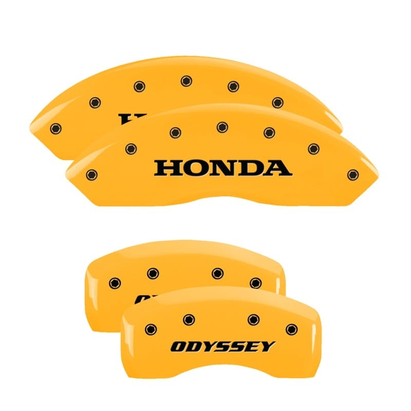 MGP — Set of 4 caliper covers, Engraved Front: Honda - Engraved Rear: Odyssey, Yellow 