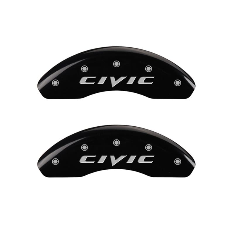 MGP — Set Of 2 Caliper Covers, Engraved Rear: CIVIC (2015) Black Powder Coat Finish