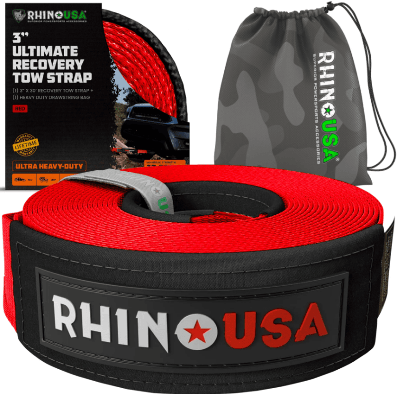 Rhino USA — Rhino USA Ultimate Recovery Tow Strap 3In X 20Ft - Red