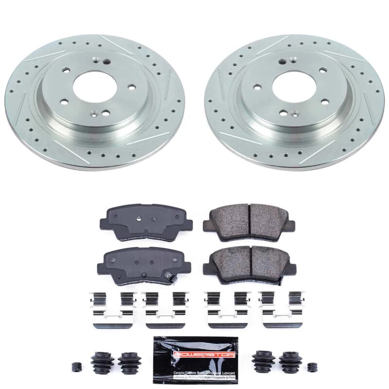 PowerStop — Z23 Daily Driver Carbon-Fiber Ceramic Brake Pad and Drilled & Slotted Rotor Kit