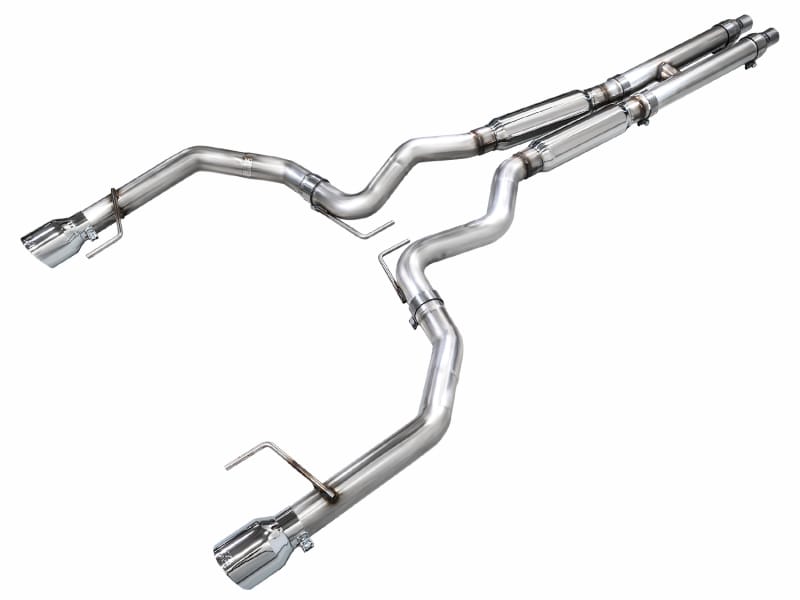 AWE Tuning — AWE Track Edition Exhaust for S650 Mustang GT Coupe - Dual Chrome Silver Tips