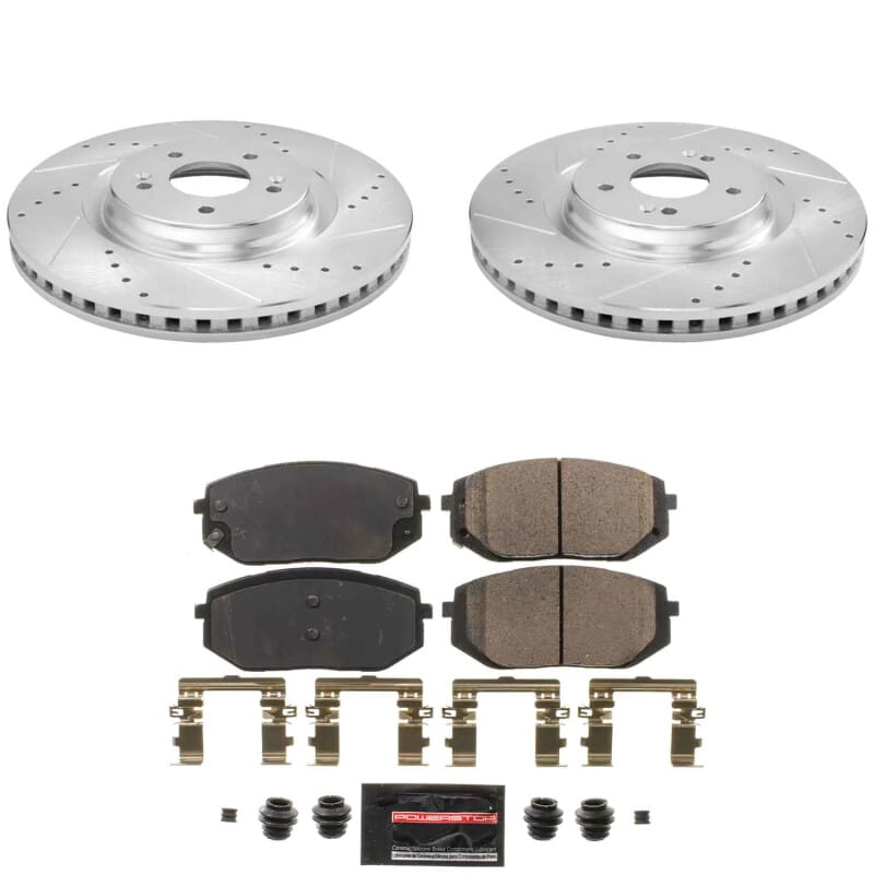 PowerStop — Z23 Daily Driver Carbon-Fiber Ceramic Brake Pad and Drilled & Slotted Rotor Kit