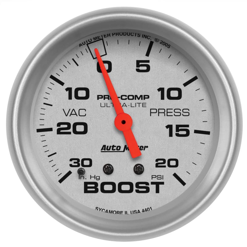 AutoMeter — GAUGE, VAC/BOOST, 2 5/8", 30INHG-20PSI, MECHANICAL, ULTRA-LITE