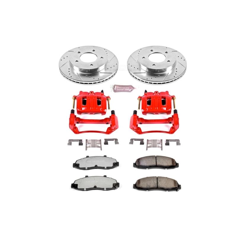 PowerStop — Z36 Truck and SUV Ceramic Brake Pad, Drilled & Slotted Rotor, and Caliper Kit