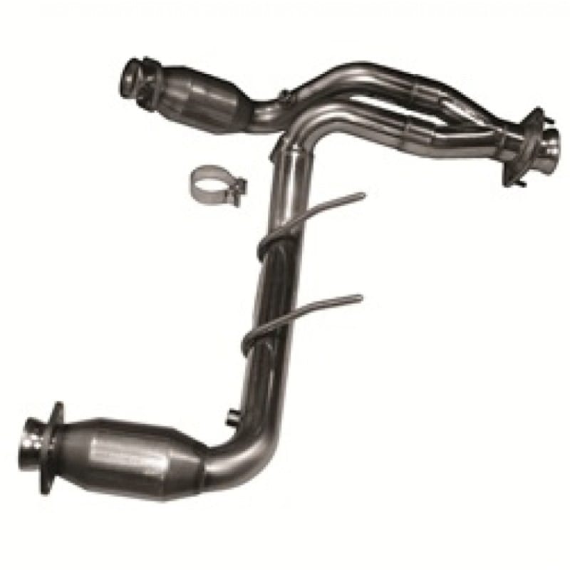 Kooks Headers — 2-1/2in. SS Catted Y-Pipe. 2009-2010 F150 5.4L 3V. Connects to OEM Exhaust.
2-1/2" Catted Y-Pipe.  2009-2010 F150 5.4L 3V. Requires Kooks Headers.
