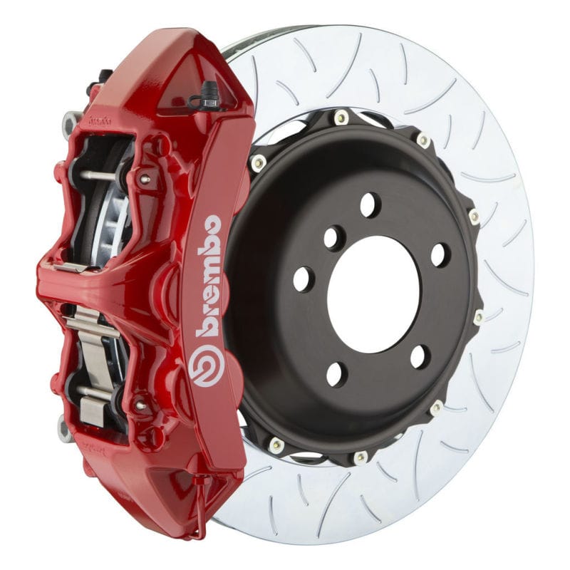 Brembo — Brembo 05-14 Mustang GT Excl non-ABS Equipped Fr GT BBK 6Pist Cast 380x32 2pc Rtr Slot Type3-Red