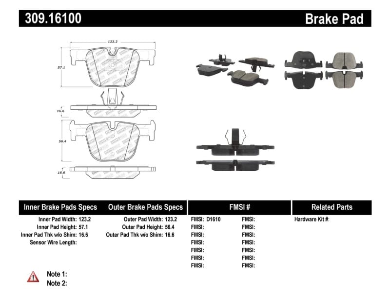Stoptech — StopTech Sport Brake Pads with Shims and Hardware