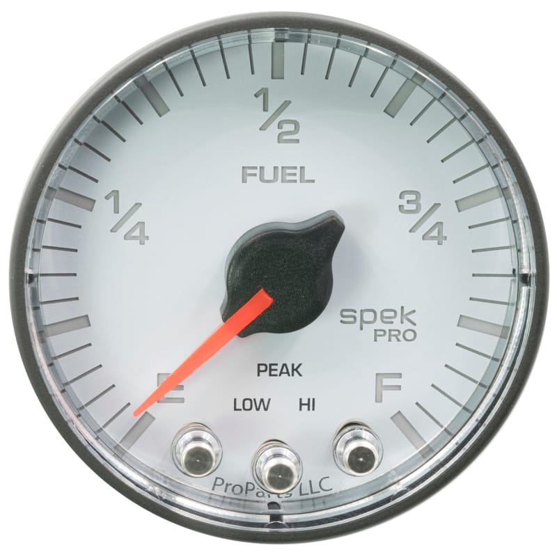 AutoMeter — GAUGE, FUEL LEVEL, 2 1/16", 0-270O PROGRAMMABLE, WHT/BLK, SPEK-PRO