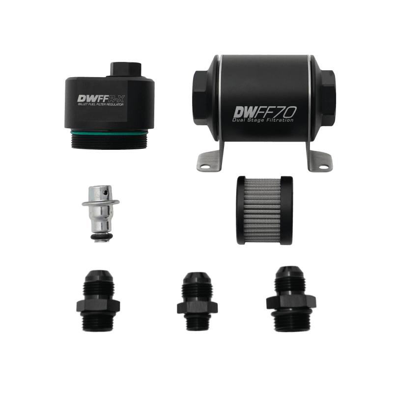 DeatschWerks — 70mm Billet Fuel Filter Regulator 10 Micron with 8AN Fittings