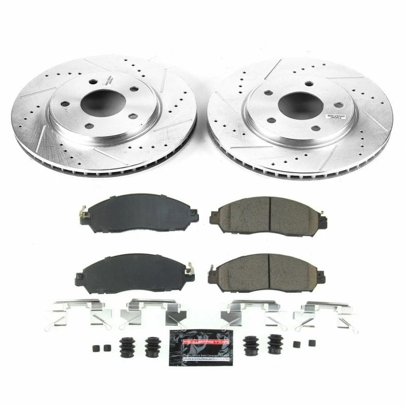 PowerStop — Z23 Daily Driver Carbon-Fiber Ceramic Brake Pad and Drilled & Slotted Rotor Kit