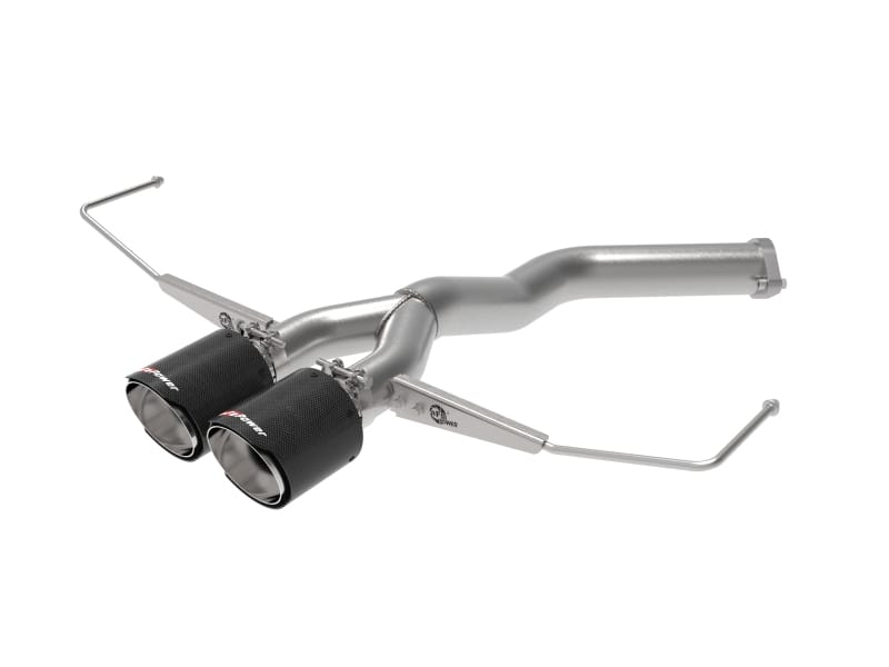 aFe — Takeda 3 IN to 2-1/2 IN 304 Stainless Steel Axle-Back Exhaust Carbon Fiber Tip