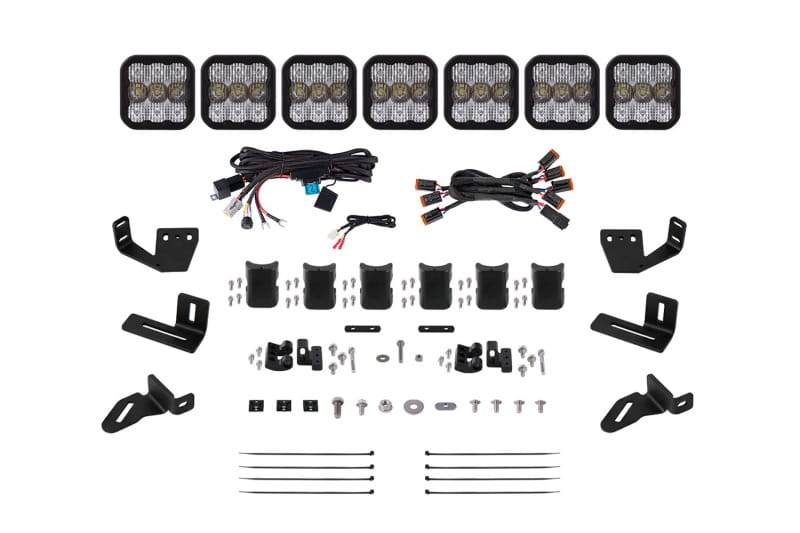 Diode Dynamics — Diode Dynamics Prinsu/Sherpa Roof Racks- SS5 7-Pod CrossLink Mounting Kit - Pro White Combo