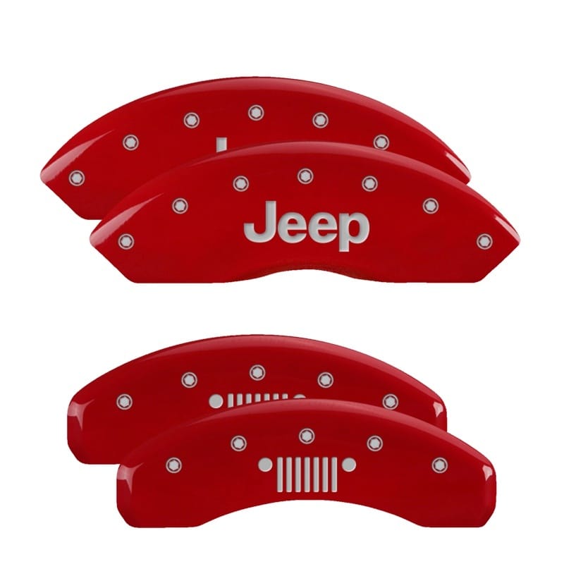 MGP — Set of 4 caliper covers, Engraved Front: JEEP - Engraved Rear: JEEP Grill logo, 