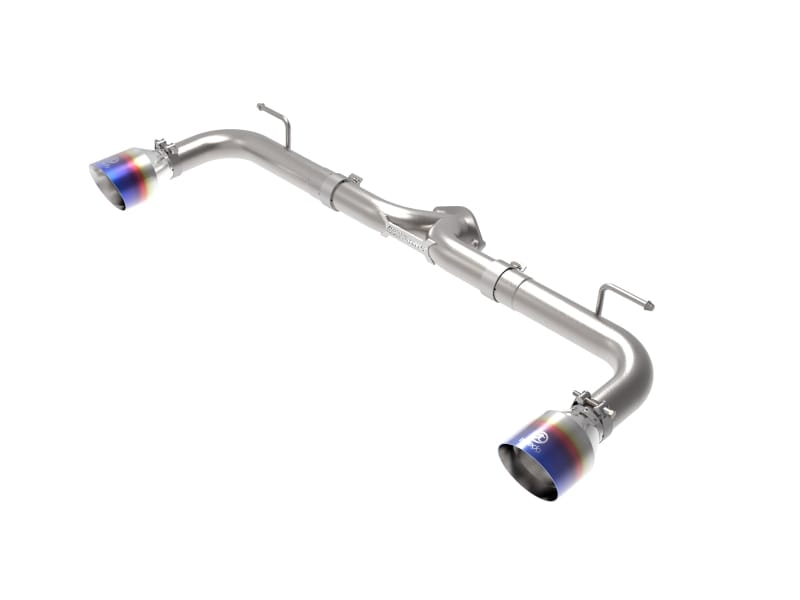 aFe — Takeda 2-1/2 IN 304 Stainless Steel Axle-Back Exhaust System w/Blue Flame Tips